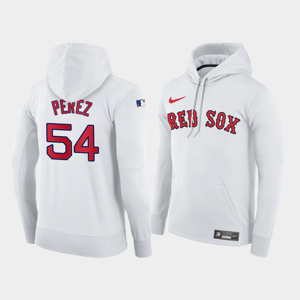 Men Boston Red Sox 54 Perez white home hoodie 2021 MLB Nike Jerseys